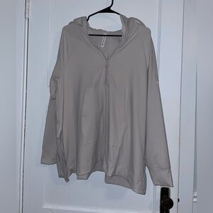 Athleta beige half zip pullover jacket Women’s S, but oversized, would fit M,L